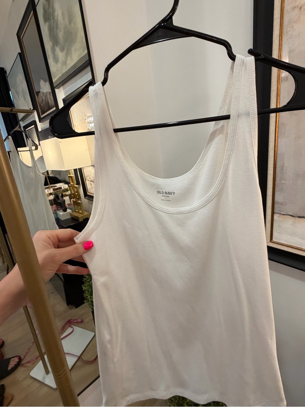 Old Navy White Ribbed Scoop Neck Tank Top